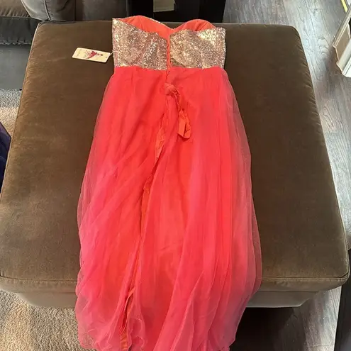 Women’s Pink Full Length Sparkly Tulle & Sequined Prom Party Dress Size L NWT Size L - Image 9