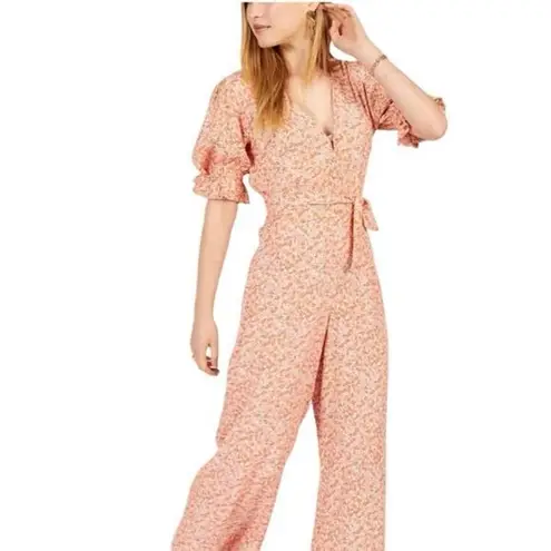 Faithfull the Brand Womenâ 4 Orange & Pink Floral Flower Jumpsuit Romper