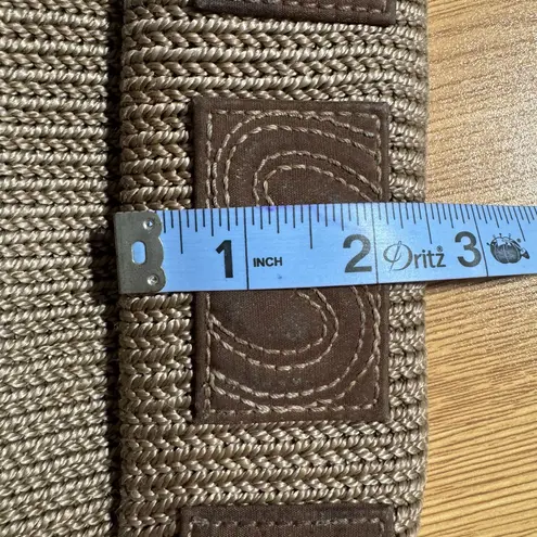 The Sak Brown Woven Crochet With Teal Interior Shoulder Bag Purse Small Bag