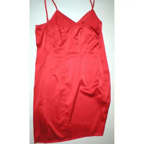 New Designer Worth New York Silk Red Chemise Night Gown 4 Womens Babydoll Adjust