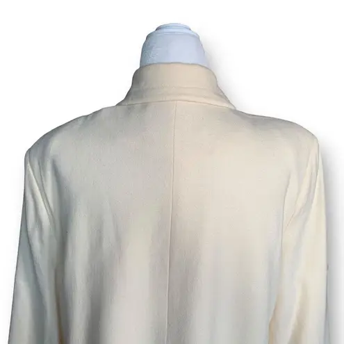 Vintage 80s Cream Collared Wool Car Coat Single Button Classic Minimalist XS