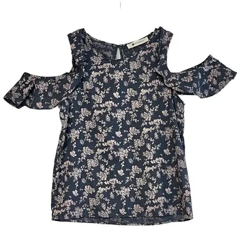 The Impeccable Pig  Floral Cold Shoulder Blouse Medium - Image 1