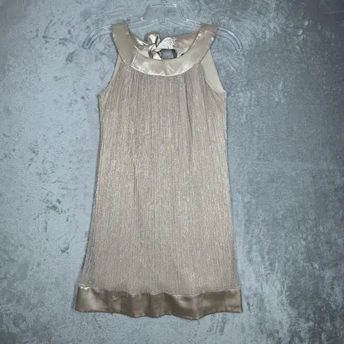 Enfocus Dress Womens Medium Petite Gold Shimmer Shift Ribbon Bow Party Elegant Size undefined