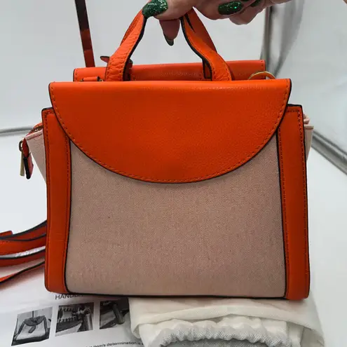 Kate Spade Saturday Orange Canvas Leather Top Handle Satchel Bag Crossbody Strap