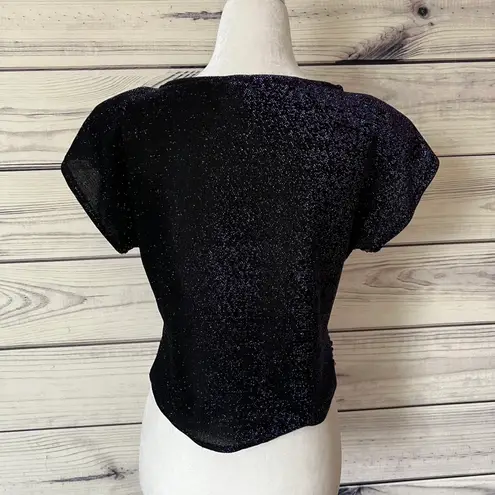 Vintage 80s / 90s Sequin Sparkly Disco Short Sleeve Blouse Multiple Size M