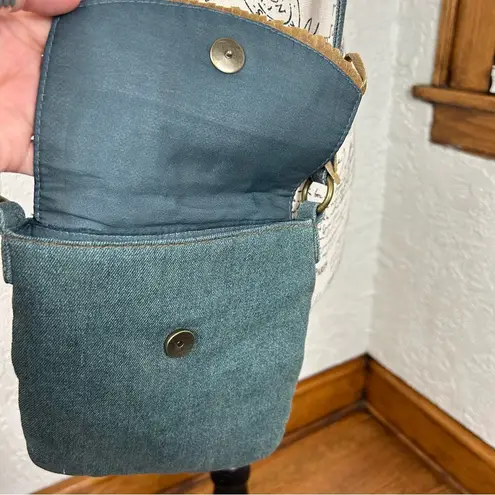 BOHO Denim Faux Suede Fringe Crossbody Bag Blue