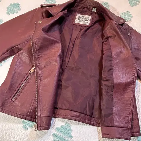 Levi's  Vegan Faux Leather Classic Motorcycle Jacket Burgundy Size Medium