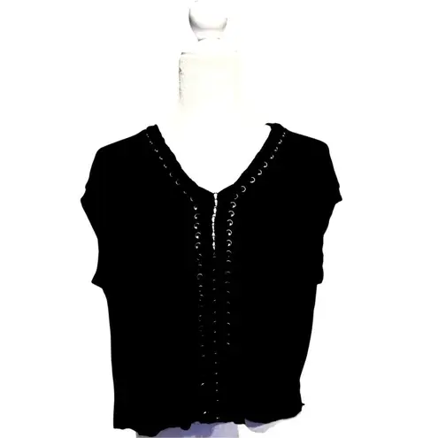 ALL SAINTS Aria Black Grommet Top in Size X