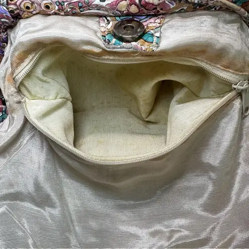 Vintage 1980s Quilted Painted Leather Paint Splash Purse Handbag Multicolor Pink