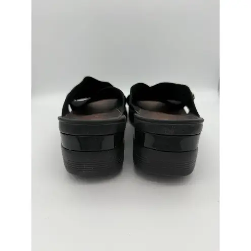 BZees 2.5" Sandals Womens 9 Desire Wedge Slip On Stretch Vacation Travel Beach Black