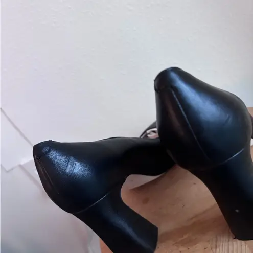 ALLY NYC Designer Shoes Classic 3 Inch Block Heel Pumps Leather Sz 6.5 Black