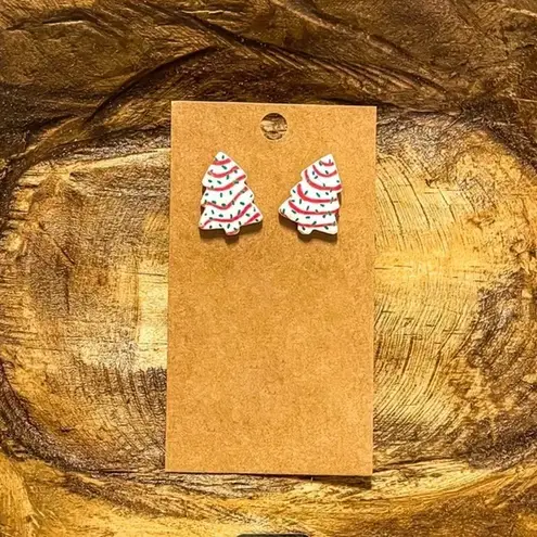 CHRISTMAS Tree Cake Earrings NEW Red