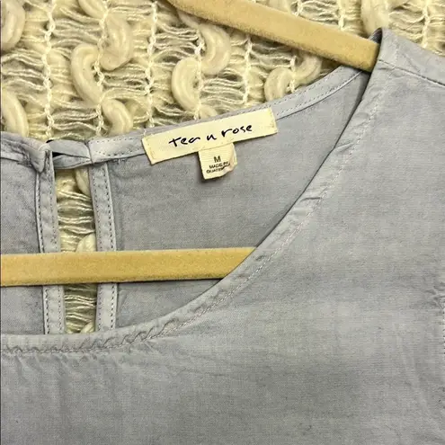 Tea N Rose Gray Dusty Light Blue Empire Waist Dress with Scoop Neckline