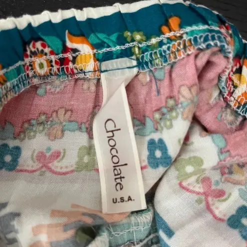 Chocolate Bohemian Print Midi Length Strapless Dress Size M