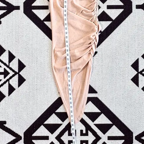 Misha Collection MISHA Tansy Ruched Sparkle Mesh Midi Dress in Champagne