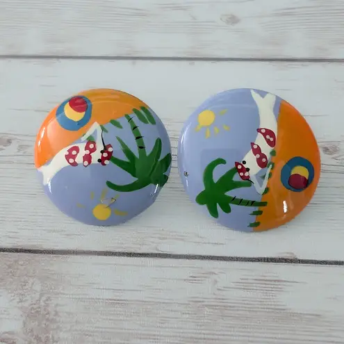 Vintage Stud Earrings Large Retro Beach Theme Summer Vibes