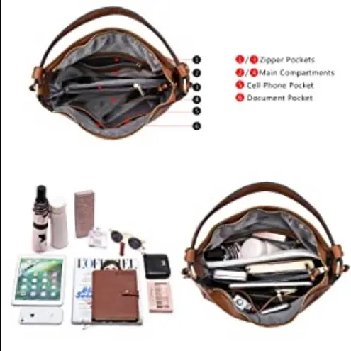 Realer Faux Brown Leather with Tassel Hobo Bags