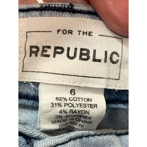 FOR THE REPUBLIC Women's Five Pocket Ti Dye Straight Jeans Blue Size 6