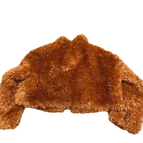 Maeve by Anthropologie Faux Fur Sherpa Teddy Jacket Brown Zip Medium