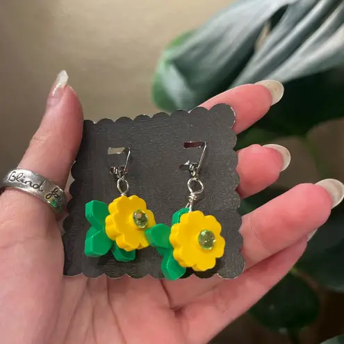 LEGO Flower Earrings Yellow