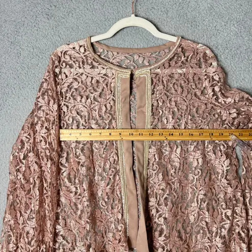& Other Stories Womens Lace Top Pink M/L Open Front Long‎ Sleeve Crew Neck Formal Dressy