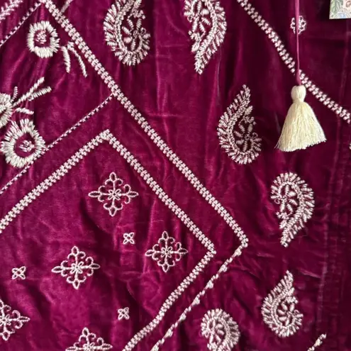 Johnny Was Devi velvet tasseled top NWT