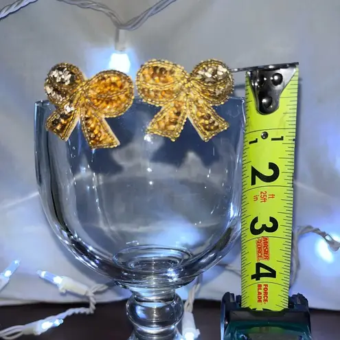 None 2 Pairs Sequins Beaded Bow Vintage Earrings Bundle