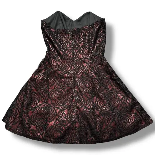 Charlotte Russe Women's Strapless Red Black Lace‎ Overlay Dress Size M Valentine's Dark Romance