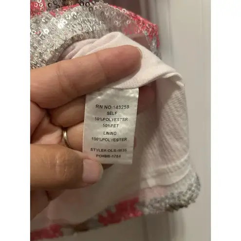 Daisy Sequin Top Women's Size Medium Pink Multicolor Floral Daisy Barbiecore