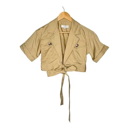 Derek Lam Collective Crosby Reagan Utility Crop Top Wrap Shirt Size 6