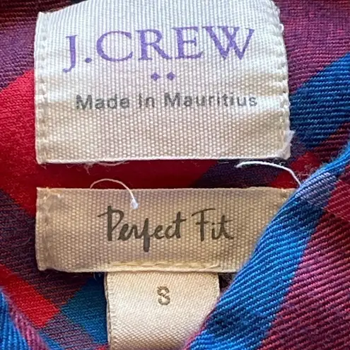 J crew perfect fit womens plaid outdoor nautical preppy camp shirt S capsule Red