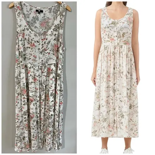 Frye Floral Button Front Midi Dress XXL Boho Cottagecore Tiered Rayon