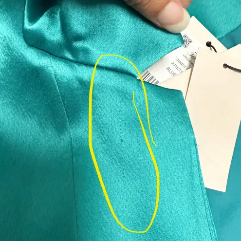 Cinq A Sept Blue Jade Green Satin Kylie Cinched 3/4 Sleeve Button Blazer 12 New