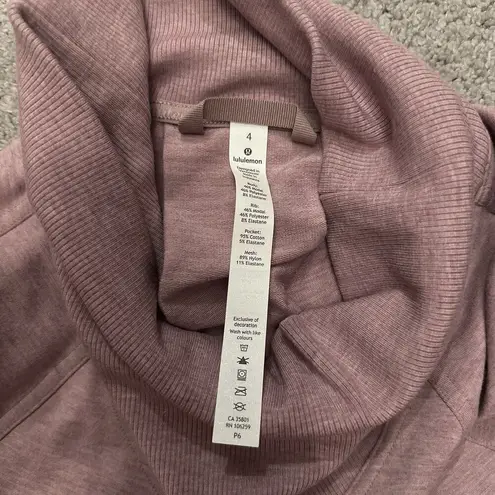 Lululemon High Lines pullover Sweatshirt Top 4 Cowl Neck Pocket Running Winter Pink