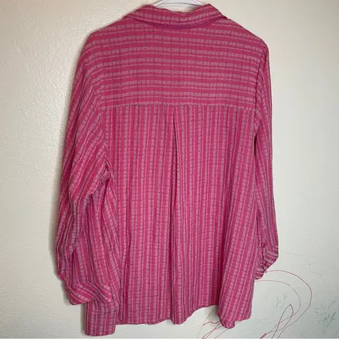 cj banks  Pink Striped Barbie Tunic Henley Top With Pockets! Size 2X