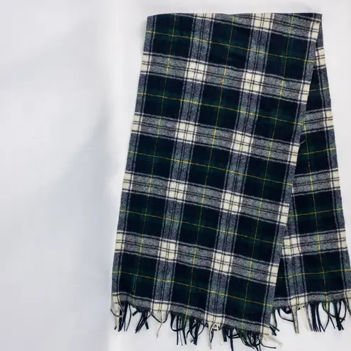 Pendleton Vintage Green Blue Yellow White Plaid Scarf Unisex Men Women One Size