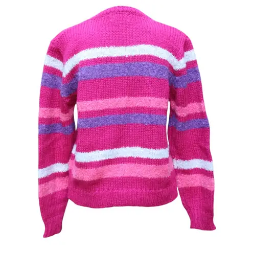 Vtg 80s Penguin Isle Striped Sweater Cozy Fuzzy Maximalist Dopamine Wool Size L Size L