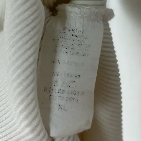 Charlotte Avery Size XL Extra Large Ribbed Ruffle Strap Y2K Feminine Bodysuit White