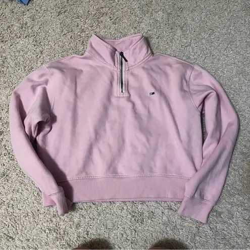 Tommy Hilfiger  cropped quarter zip Barbie pink size medium