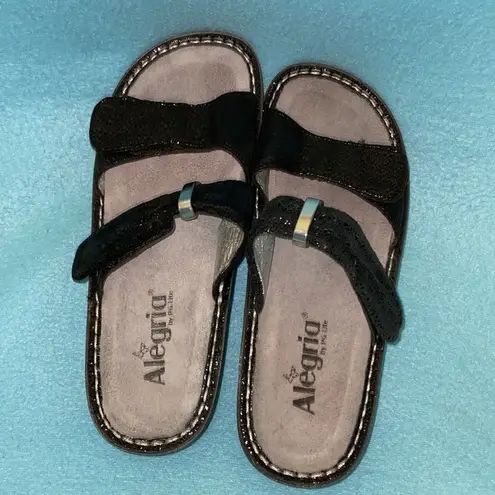 Alegria P.G. lite leather “Karmen” velcro closure sandal metallic SZ 7 1/2 to 8
