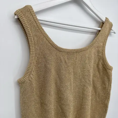 Knights Ltd Vintage Gold Shimmer Sweater Tank Top Cotton Blend Party Small