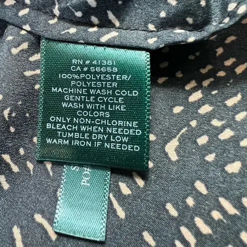 Lauren Ralph Lauren Women's XL Blouse Black Gold Tunic Sleek Silky