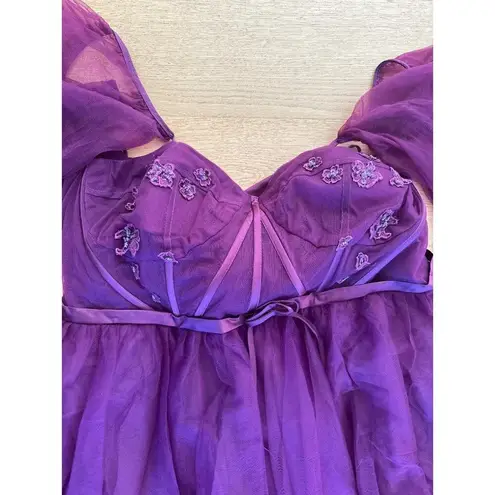 Lavetir A Line Princess Tulle V Neck Prom Dress in Purple Size 24