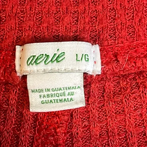 Aerie  Red Waffle Knit Pajama Lounge Leggings Jogger Bottoms