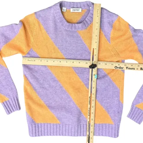Esprit Purple Orange Diagonal Stripe Cashmere Blend Crew Neck Sweater size XXS - Image 7