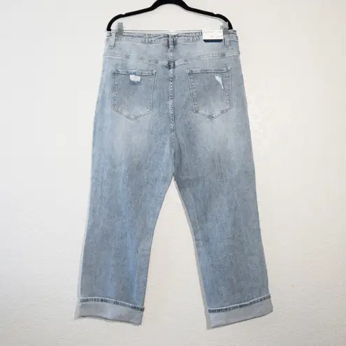 Risen NWT  High Rise Distressed Boyfriend Medium Wash Jeans Size 2XL