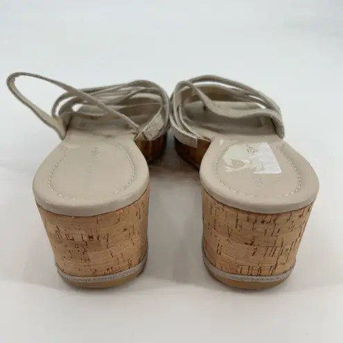 Donald J Pliner leather Sandals Slides Flip Flops Wedge Platform Beige Shoes 6.5