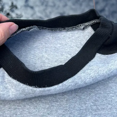 The Great Extra small black thermal oil stained up crop top