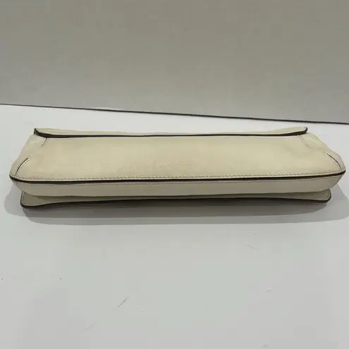 Anya Hindmarch Cream Leather Formal Foldover Clutch Purse Bag Brass Closure Tan