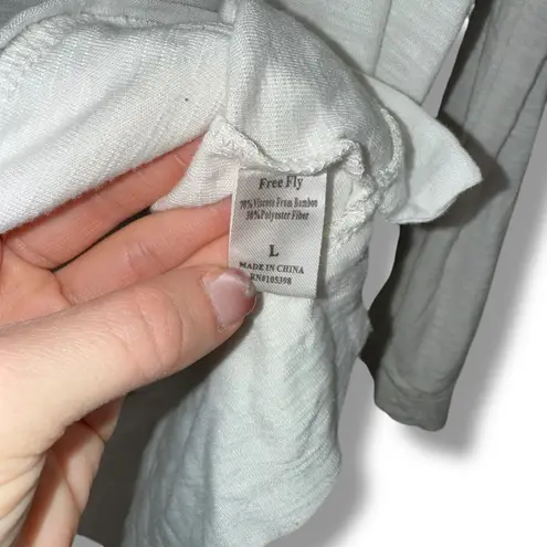 Free Fly Womens Lightweight V Neck Hoodie Casual Pullover L White Size L